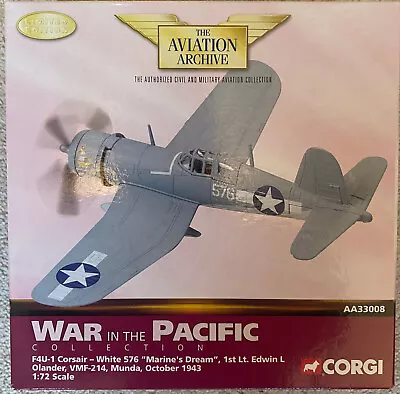 Corgi Aviation Aa33008 F4u-1 Corsair 1st Lt Edwin L Olander Vmf-214 Mib • $74.59