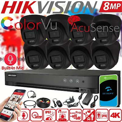 HIKVISION 4K CCTV Security 8MP ColorVu Camera Audio System Night Vision Outdoor • £359