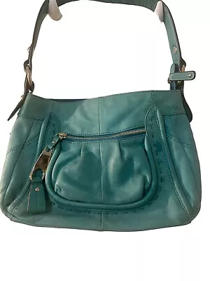 Makowsky Green-Teal Leather Shoulder Purse. Two Toned Liner. • $17