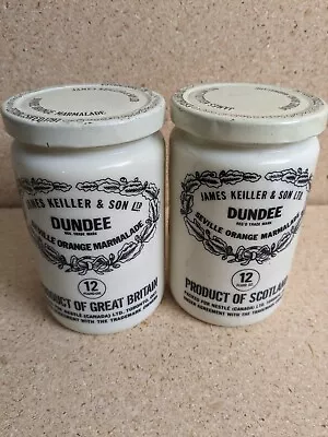 2 Vintage James Keiller & Son Dundee Orange Marmalade 12 Oz. Jars Great Britain • $40.10