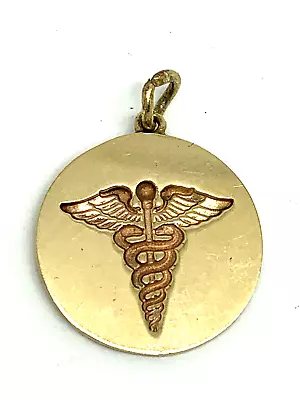 RN Registered Nurse Pendant Round Charm 14k Yellow Gold Unisex Jewelry NO CHAIN • $296.97