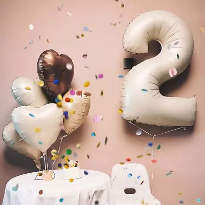 32'' Number Foil Balloon Wedding Anniversary First Birth  Cream & Caramel Colour • $4.80