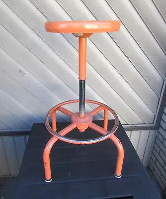 MCM Vintage Ajusto Equipment Co. Vintage Industrial Adjustable Stool Orange • $125