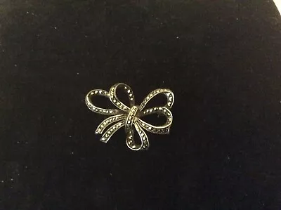 VINTAGE STERLING SILVER   Marcasite  BROACH Of Bow • $15