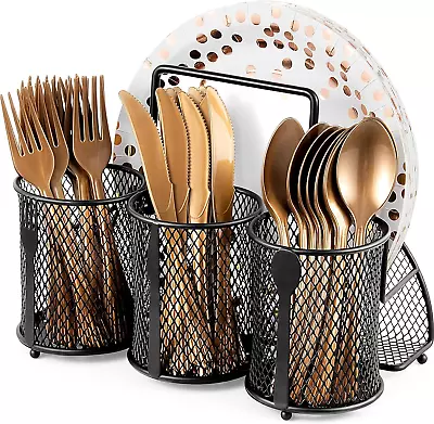 Metal Utensil Caddy Silverware Organizer Utensil Holder Cutlery Caddy Flatware • $27.65