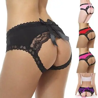 £5.63 • Buy Women Lace Open Butt Briefs Backless Panties Crotchless Knickers Thong Underwear