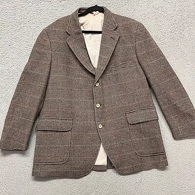 Vtg Jos A Bank Jacket Mens 46 Brown Houndstooth Premier Collection Sport Coat • $29.99