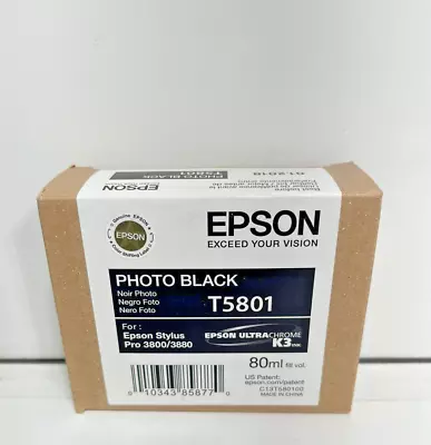 EXPIRED Jan 2018 - Epson Photo Black Ink 3800 3880 New T5801 Genuine • $59.98