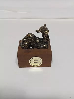Vintage 1980s Miniature Metal Clyde Camel Wood Based Paperweight Figurine  • $14