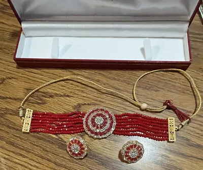 Baladna India Jewelry Choker Meenakari Set Red Sparkle New • $19.99