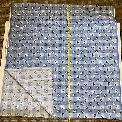 2.69 YDS X 1.25YD Classic Mickey Mouse Cotton Fabric Denim Look Squares Quilters • £56.94