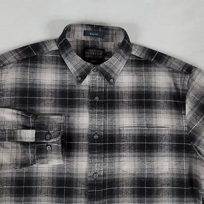 Pendleton Mason Flannel Shirt Mens Medium Black Gray White Plaid Button Down • $24