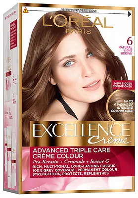 L'oreal Excellence Creme 6 Natural Light Brown Hair Colour • £14.10