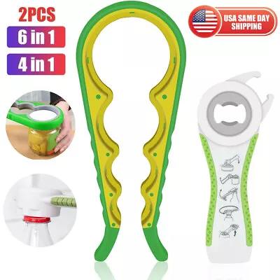 2 Pcs Jar Opener Tool Multi Function 6 In 1 Easy To Use Jar Can Bottle Opener • $9.99