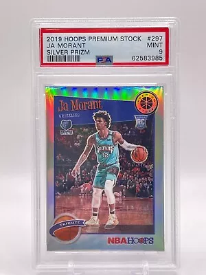 2019-20 NBA Hoops Silver Prizm PSA 9 Mint Ja Morant RC #297 Grizzlies • $8.50