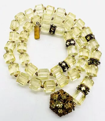 Miriam HASKELL Jonquil Faceted Glass Beaded Necklace Signed Vintage Jewelry • $285