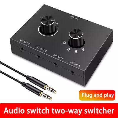 2 Way Audio Switcher Audio Switcher Splitter 3.5mm Switch 2 In 1 Out /1 In 2 Out • £15.34