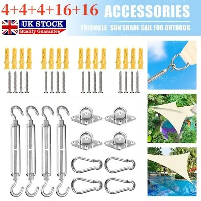 Stainless Steel Sun Sail Shade Canopy Fixing Fittings Hardware Accessory Kit UK • £9.98