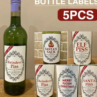 £2.82 • Buy Christmas Funny Novelty Bottle Labels, 5pcs Funny Joke Wine Bottle Label Happily