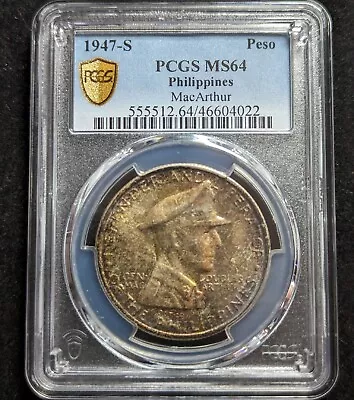 1947-S Philippines Peso PCGS MS64 MacArthur 555512.64/46604022 • $1000