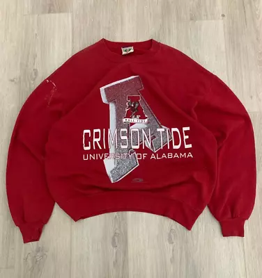 Vintage 90s Alabama Crimson Tide Sweatshirt Sz L Made In USA University 1990s • $29.95