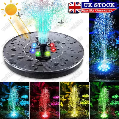 Solar Panel Powered LED Fountain Water Feature Pump Garden Pool Pond Aquarium • £21.07