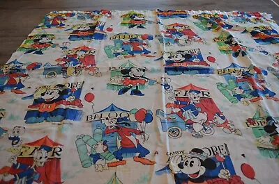 Mickey Minnie Carnival Curtain Panel - Vintage Fabric Panel • $10