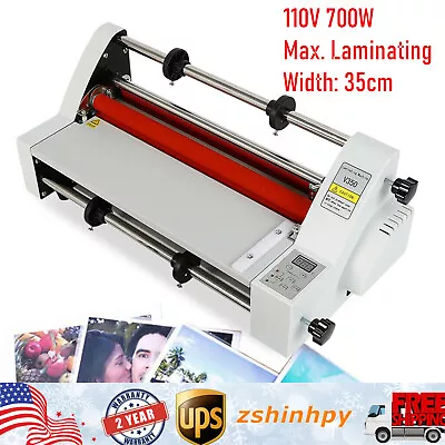 4-Roller V350 Hot/Cold Roll Laminator Rolls Laminating Machine 110V 350MM NEW • $163.40