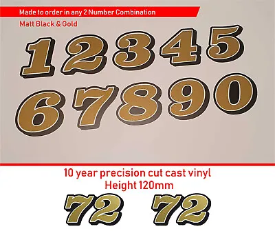 Retro Race Numbers 120mm Gold O Silver Decals Stickers Motorcycle Norton Triumph • $14.79