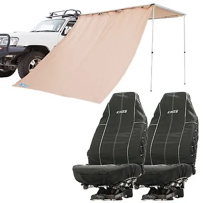Adventure Kings Car Awning Side Wall + Heavy Duty Seat Covers (Pair) 4x4 4WD UTE • $94.90