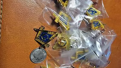 WHOLESALE LOT OF 12 MASON FREEMASON SYMBOL PIN MASONIC LODGE Lapel Gold Tie Tack • $21.99