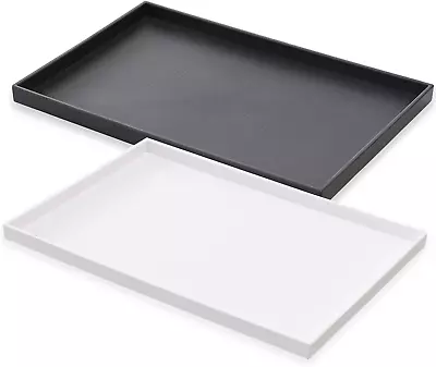 Black And White Plastic Tray Set 14 X 9.6 In Large Vanity Organizer Bathroom Co • $34.54