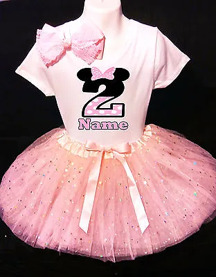 MINNIE MOUSE Dress **NAME** 2nd Second 2 Birthday Pink Tutu Dress Fast Shipping  • $17.50