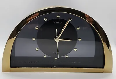 Seiko Gold Tone Smokey Glass Half Moon Mantle Clock • $30