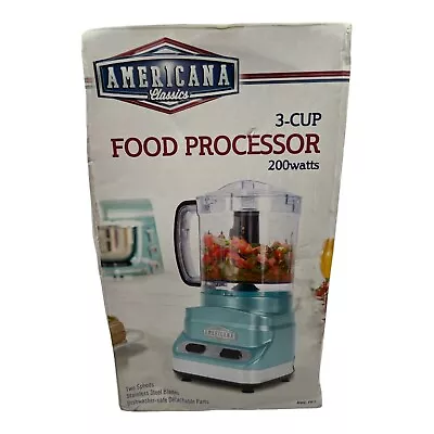 Americana Classics 3 Cup Food Processor 2-Speed SS Blades No Skid Seafoam Blue • $12.99