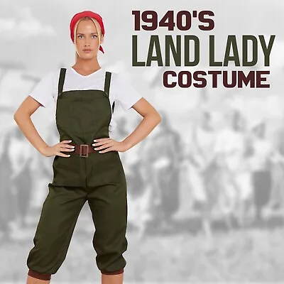 Adult Ladies 1940's Land Lady Girl Costume Womens World War 2 Army Fancy Dress • £16.99