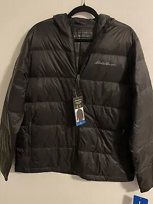 Eddie Bauer Men’s Wide Channel Hooded Down Jacket EB650. NWT /Lg. Black • $35.99