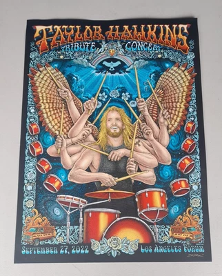 $51 • Buy 2022 Foo Fighters Taylor Hawkins LE Emek Signed Tribute Concert Poster LA Forum