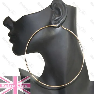 MASSIVE 12cm BIGGEST GOLD HOOPS Quality Ex Store Metal Hoop Earrings 120mm Huge • £2.99