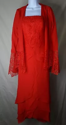 NEW Women’s GOWN GALLERY Red Mother Of The Bride Dress & Jacket (10) • $43.04