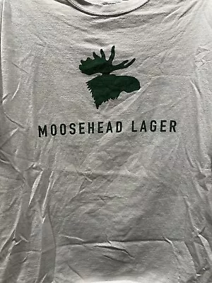 Moosehead Lager Beer T-Shirt Size Large Cotton  Men's White Double Sided • $10