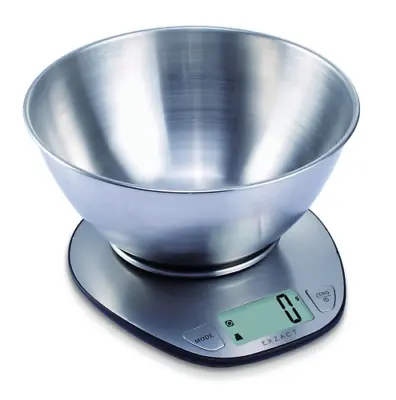 EXZACT Electronic Kitchen Scale With A Mixing Bowl Stainless Steel... • £20.59