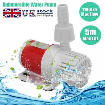 DC 12V Aquarium Submersible Fountain Pond Brushless Pool Water Pump 5M 1100L/h • £8.99