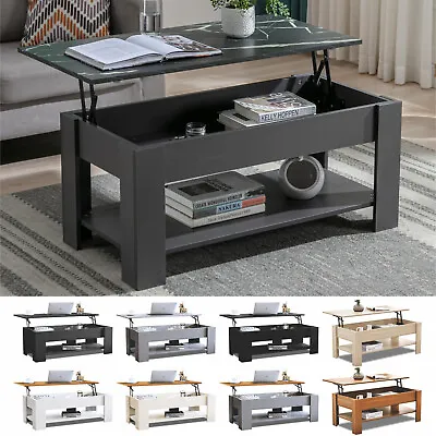 Coffee Table With Storage Lift Top Up Drawer Shelf Wooden Living Room Furniture • £85.99