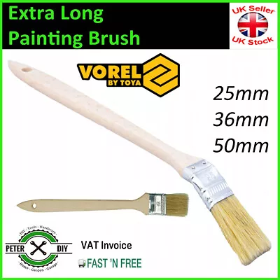 25/36/50mm Extra Long 340mm Wooden Radiator Brush ANGLED HEADS Painting Brushes • £5.97