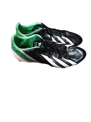 Adidas F10 Black/Green Football Boots- Size 8 - Toe To Heel 25.8cm • $30