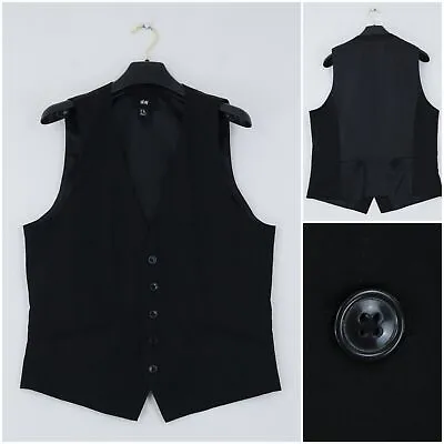 Mens Vest Medium Size US 40 Black Dress H&M Formal Business Waistcoat • $39.99
