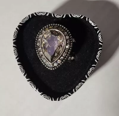 Brighton RAINDROPS TOPAZ Double-band Large Crystal Teardrop Ring Sz 6.25 NWOT • $33