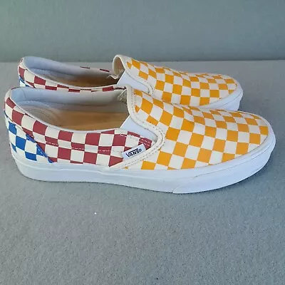 Vans Off The Wall Multicolor Checkerboard Slip On Shoes Size Women 7 • £19.95