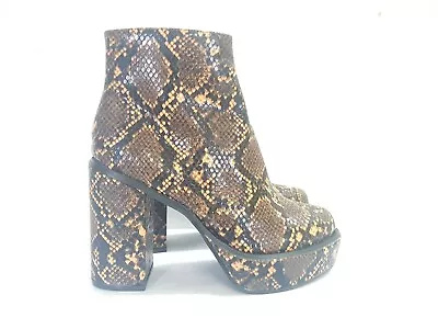 U/261# London Rebel Platform Ankle Boots In Snake Print Size UK 5/EU 38 • £22.94